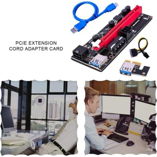 PCI-E Riser 009S 1X 4X 8X 16X Extender PCI-E Riser USB Graphics Card Dual 6Pin Adapter Card SATA 15pin for BTC Miner USB Cables