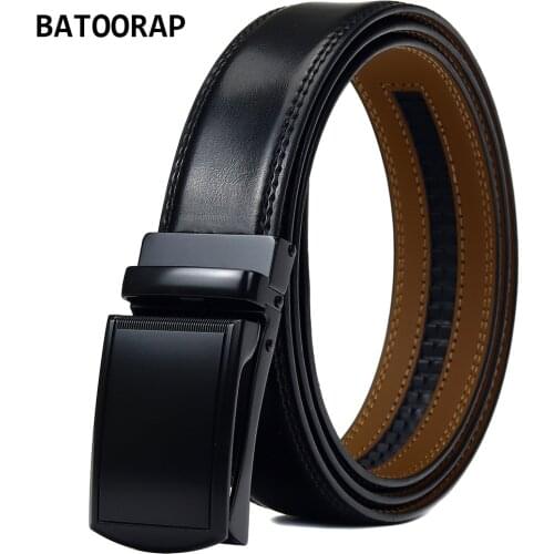 BATOORAP New 2021 Fashion Luxury Ratchet Belt For Men Black Automatic Buckle High Quality Genuine Leather Male Touser Belts