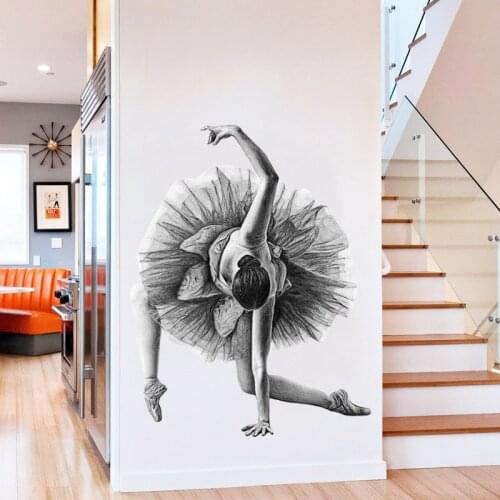 Ballerina Girl Wall Stickers Home Decor Dancing Room Art Wall Decals Bedroom Wall Decoration Self Adhesive Wallpaper Murals