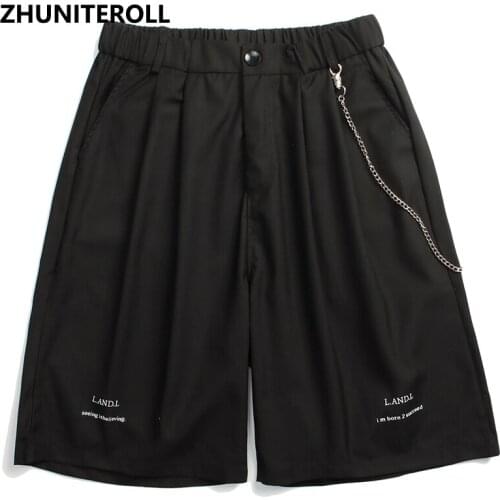 Teachwear Harajuku Men Streetwear Shorts Kanji Solid Elastic Chain Shorts Hip Hop Jogger Shorts Summer Track Short Sweatpant
