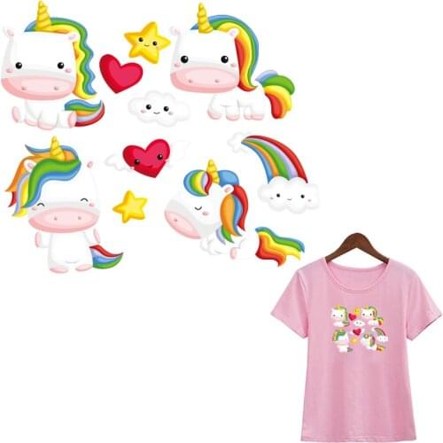 Cute Stars Thermal Patch Baby Clothing Stickers Eco-Friendly Stripe Diy T-Shirt Washable Patches Iron On Shirt Print Transfer