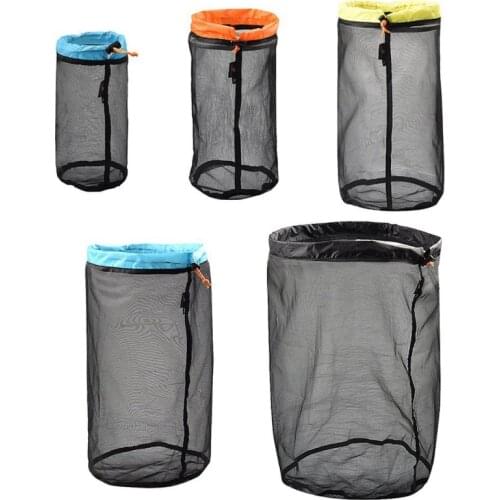 Outdoor Camping Bag Ultralight Mesh Bag Camping Sports Drawstring Storage Bag Hiking Travel Tools Compression Bag