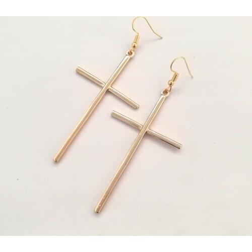 Vintage Simple Big Cross Long Earrings For Women Cross Drop Dangle Earrings Hook Jewelry Bijoux Female Party Girls Gift