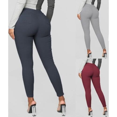 Womens Pencil Pants with Pockets Trousers Fall Stretch Pants for Women Slim Leggings Female Plus Size