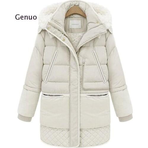 Winter Womens Jackets Plus Size Cotton Coat Padded Medium Long Slim Hooded Parkas Female Warm Snow Casual Outerwear