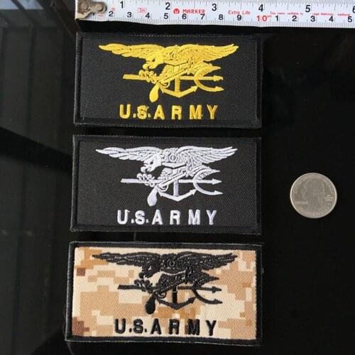 1Pcs Gold White U S ARMY EMBLEM Iron On Patch Embroidered Applique Sewing Clothes Stickers Garment Apparel Accessories Badges