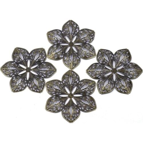 10Pcs Connectors Embelishment Antique Bronze Tone Alloy Flower Filigree Wraps Jewelry DIY Findings Charms 6cm
