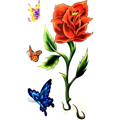 20pcs Rose Flower Waterproof Temporary Tattoos men butterfly flash tattoo sleeve Tatuajes tatoo henna body art sticker