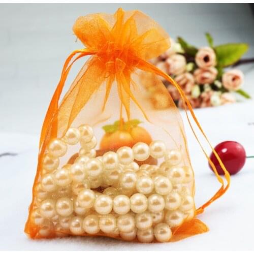 200pcs/lot Orange Organza Bag 13x18cm Wedding Christmas Boutique Gifts Jewelry Packaging Bag Favor Organza Gift Bags & Pouches