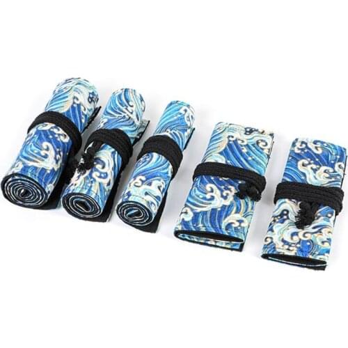 2021 New 12/24/36/48/72 Holes Canvas Roll Up Pencil Bag Pen Curtain Case Makeup Wrap Holder Storage Pouch