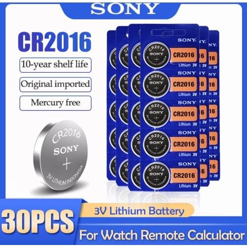 30PCS/lot Sony CR2016 CR 2016 DL2016 LM2016 BR2016 ECR2016 3V Lithium Battery For Watch Calculator Remote Control Button Cell
