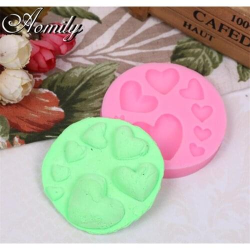 Aomily 8 Holes Hearts Patten Cake Silicone Molds Fondant Cake Decorating Tools Chocolate Candy Mold Resin Clay Mould Baking Tool