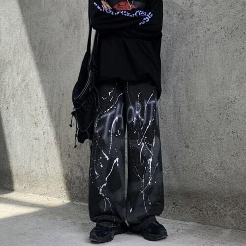 Japanese Streetwear Harajuku Women Hip Hop Pants Black Patchwork Trousers Loose Print Punk Gothic Vintage Korean Y2K Clothes