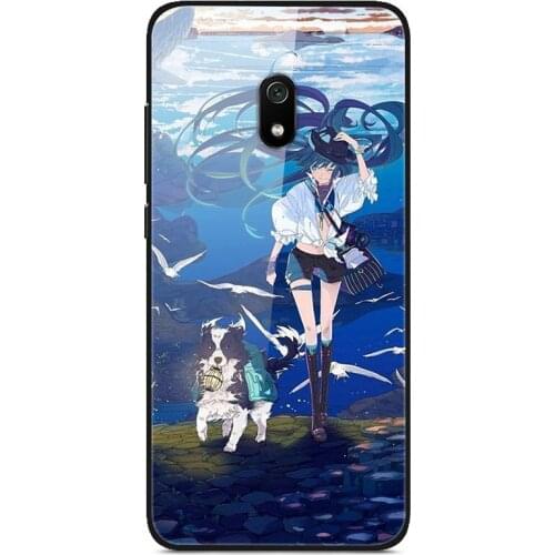 Case For Xiaomi Redmi 8A Tempered Glass Case Phone Case Back Phone Cover With Black Silicone Bumper