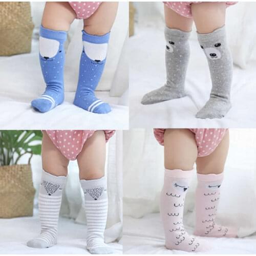 Baby cartoon cotton socks stereo ear drum baby socks non-slip floor knee high girl leg warm sock fox pattern infant