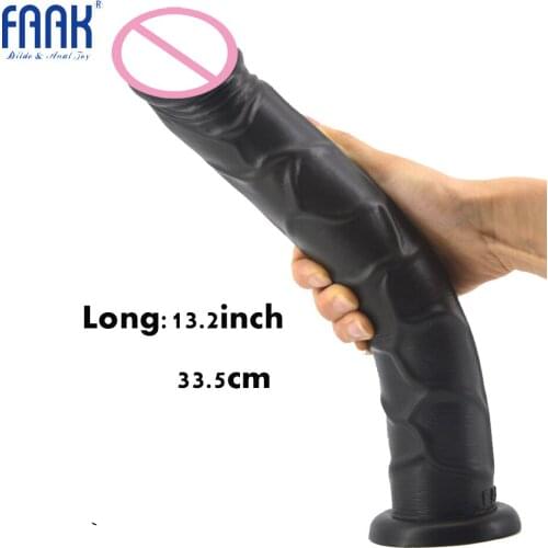 FAAK 13.2 Inch Black Dildo Suction Cup Long Dildo Fake Penis Artificial Dick Sex Toys for Women Vagina Masturbation Sex Shop