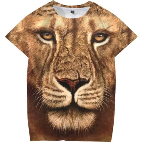 Animal Lion Tiger Hamster T shirt Cats Printed Boys Girls T-shirt Kids Fashion Tshirt Summer Children clothes 3D Short-Sleeved