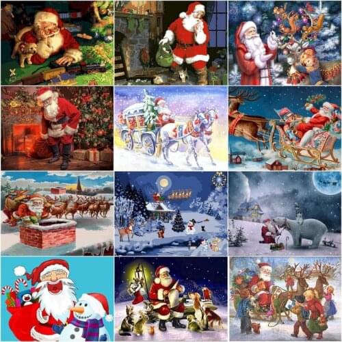 GATYZTORY Paint By Numbers Unique Christmas Gift For Kids Beginner Handpainted Santa Claus Drawing On Canvas Acrylic Art Home De