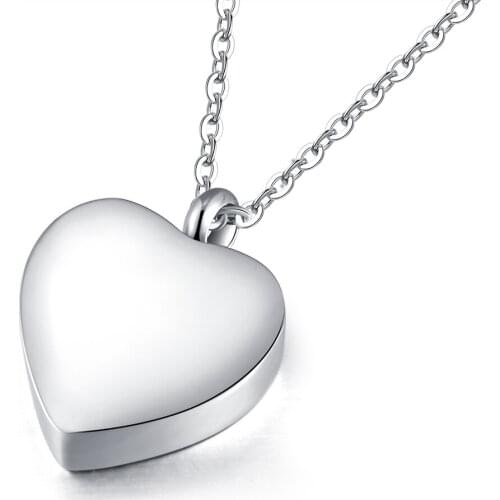 Engraved Heart Cremation Urn Necklace Hold Human/Pet Ashes Keepsake Memorial S.Steel Jewelry -Free Funnel Gift
