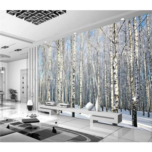 Customize any size photo birch landscape oil painting painting modern garden decorative painting living room background painting
