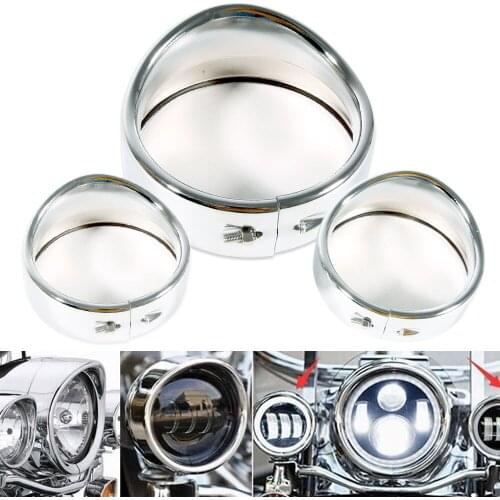 7inch black/Chrome Headlight Headlamp Trim Ring 4.5 inch Fog Light Trim Ring For Touring Road King Electra Glide