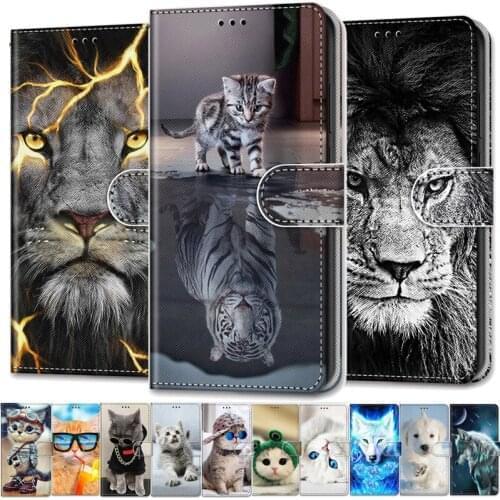 Cool Animals Case For Huawei P50 Pro Flip Leather Case na For Huawei P50 P 50 P50Pro Wallet Cover Lion Bear Wolf Cats Dogs Capa