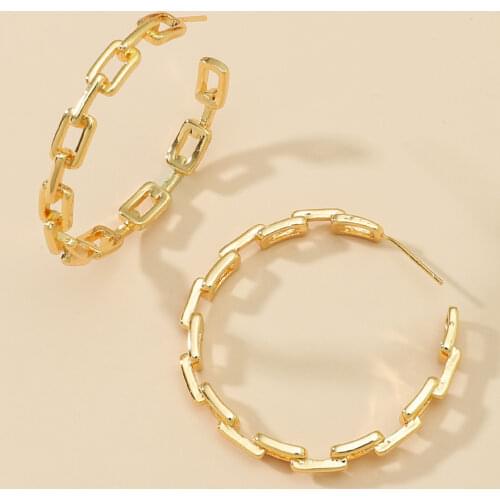 MANGOSKY 925 Silver Link Chain Style Earrings 925 Silver Auricular Needle 1 Pair For Women