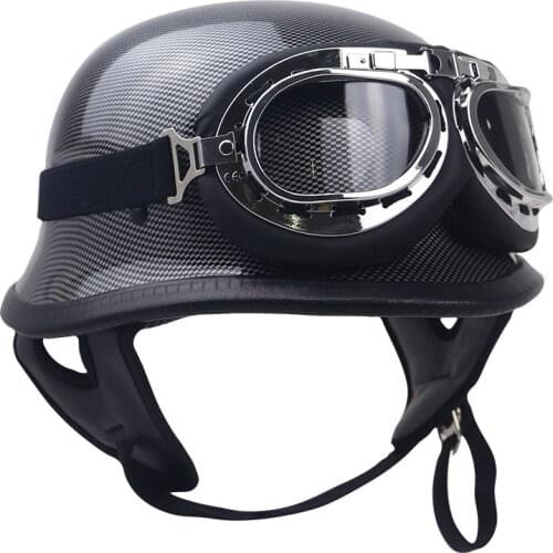 Motorcycle Helmet For Harley vintage Half Face Helmet Retro German Chopper Cruiser Carton Fiber PU Black helmet cascos para Dot