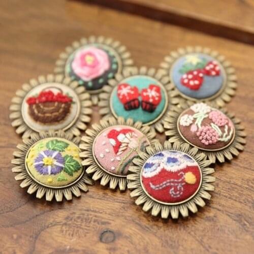 Beginner Embroidery Kit Hand Sewing Stitching Pendants Necklace DIY Cross Stitch Ornament Tool