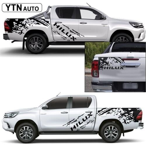 Car decals 3 pieces mudslinger side door tail door 4x4 off road graphic Vinyl car sticker custom fit for toyota hilux 2011-2019