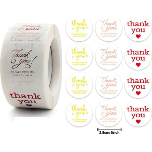 Qiduo 500Pcs Color bronzing thank you stickers seal label wrapping paper envelope gift decoration stationery stickers aesthetic
