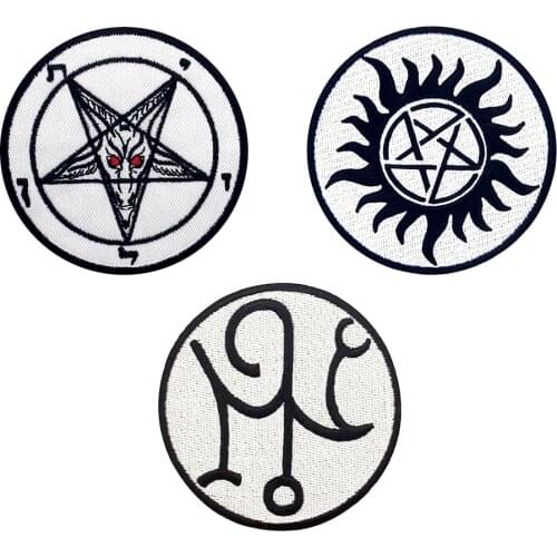 Embird patches Embroidered patch logo Protection Symbols Against Demons handmade 3D sew on patches for backpacks patch