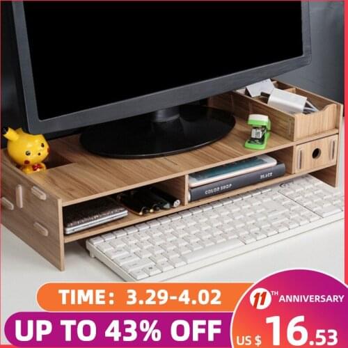 Desk-Holder Shelf Laptop-Stand Wood Desktop Monitor Stand Computer Screen Riser Shelf Plinth Strong Laptop Stand Desk Holder