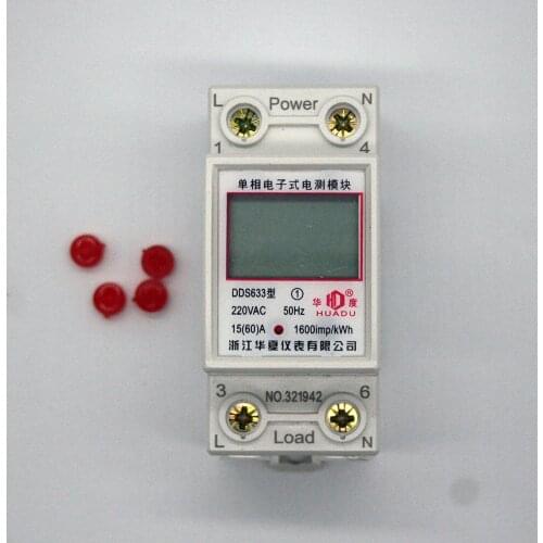 Single Phase Two Wire LCD Digital Display Wattmeter Power Consumption Energy Electric Meter kWh AC 220V 50Hz Electric Din Rail