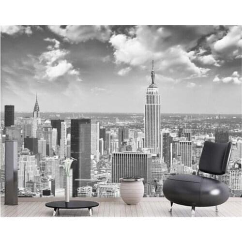 Papel Murals Wall paper black&white New York City scenery 3d photo mural wallpaper for living room back