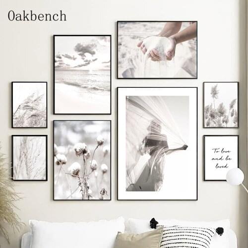 Hand Sand Wall Posters Hay Plant Art Print Landscape Wall Art Canvas Painting Scandinavian Pictures Living Room Decoration