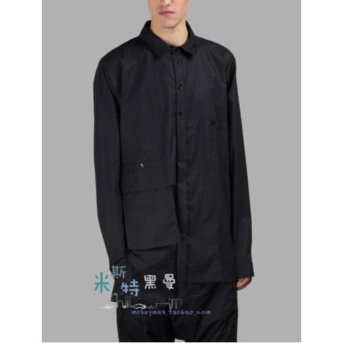 S-5xl 2020 Spring And Summer Men Irregular Pocket Patchwork Personalized Shirt Hairstylist Nightclub Long Sleeve Shirts Costumes