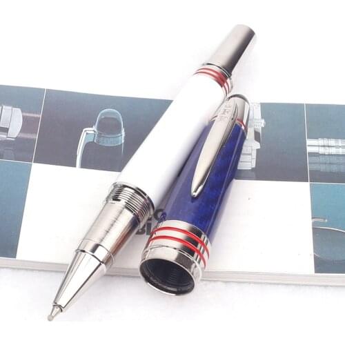 Luxury MB JFK Carbon Fiber Ballpoint Pen Natioanl Blue White Gel Roller Ball Fountain Pens for Wriritng