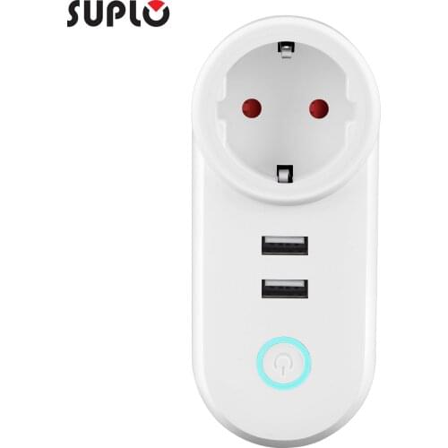 SUPLO WIFI Smart Plug With Dual USB Ports Timing Socket Wireless Outlet Voice Control Work with Alexa Google home EU plug
