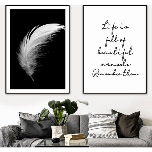 Modern Minimalism Mural Feather Quotes Wall Art Canvas Painting Nordic Posters And Prints Wall Pictures For Living Room Decor