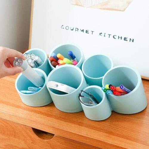 Stylish Students Stationery Holder 7 Grids Pen Holder Makeup Organizer Case Cosmetic Organizer Holder for Home Office