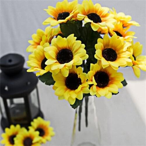Wedding Decoration DIY wreath wreath clip artificial flowers Seven Heads Beauty Fake Sunflower Artificial Silk Flower Bouquet P2