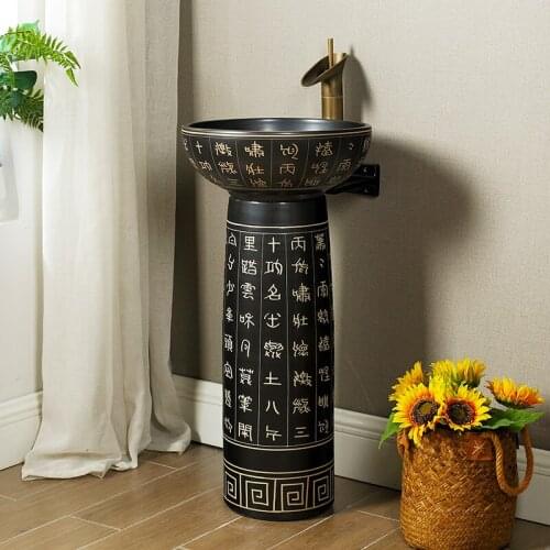 Washbasin Pillar Basin Integrated Balcony Ceramic Pillar Washroom Pillar Basin Vertical Floor pedestal basin