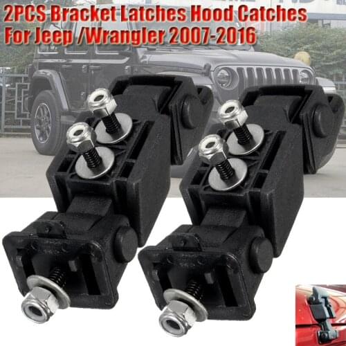 2Pcs Bracket Latches Hood Catches Engine Lock Bracket Adjustable Hood Latch Catch Cover 55395653AF For Jeep /Wrangler 2007-2016