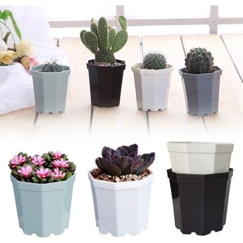1pcs Plastic Octagon Flower Pots Modern Home Window Balcon Office Desk Succulent Planter Garden Decor Bonsai Plant Nursery Pot