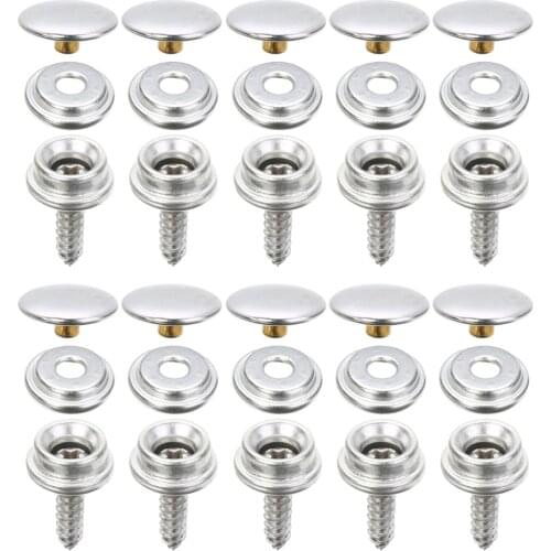 10Set 5/8'' Snap Fastener Screw Kit 15mm Snap Buttons Sockets Screw Studs For DIY Furniture Boat Camping Fixing Hardware