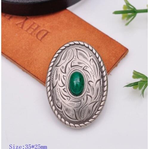10pcs 35X25mm Antique Silver Western Turquoise Oval Parade Conchos For Leathercraft Horse Headstall Saddles Tacks Decoration