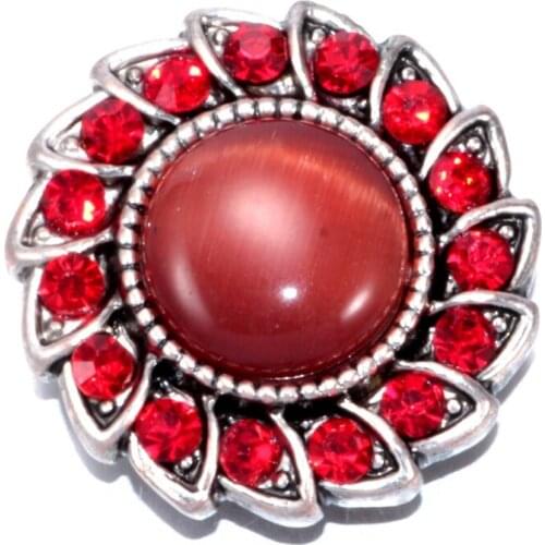 2017 Red Gyro Flower Pattern 6 Multi Color Opal Rhinestone Charm Buttons 18mm Snap Button Jewelry Fit Snap Jewelry KZ0188f