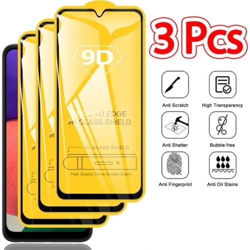 3 Pcs, 9D Glass for Samsung A22 Screen Protectors Samsung Galaxy A22 4G/5G Tempered Glass Protection A22 Samsung Galaxy A 22 Protective Glass Film Samsung A 22 Galaxy A22 Screen Protector