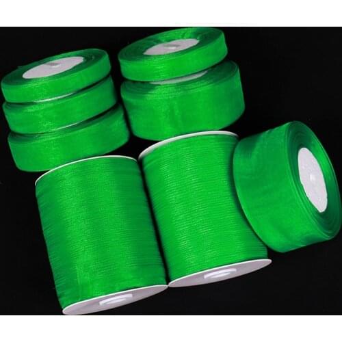 50Yards/lot 12mm 15mm 20mm 25mm 40mm 50mm Green Organza Ribbon Bow Hair Wedding Christmas Decoration DIY Lace Crafts Ribbon